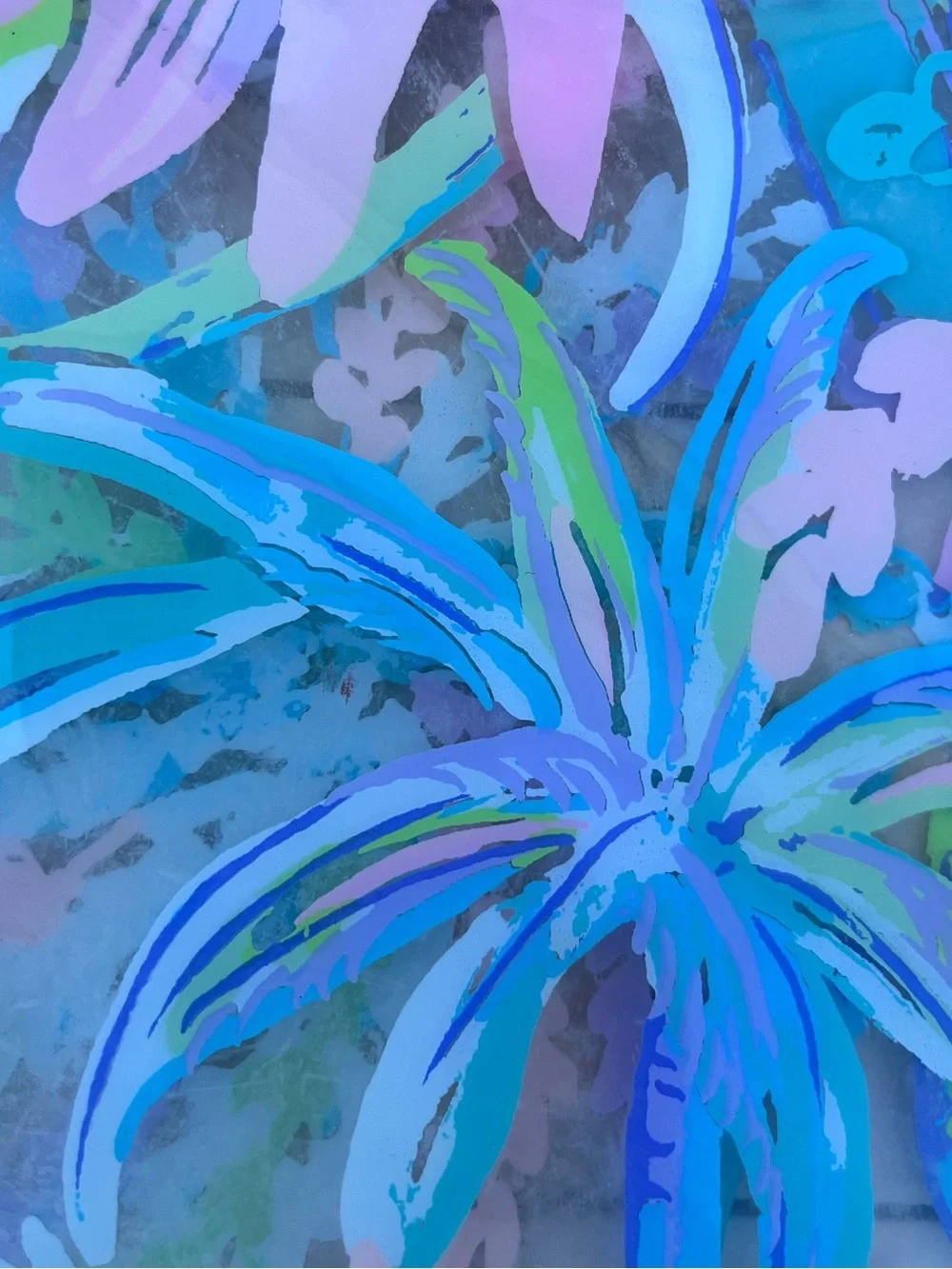 Lilly Pulitzer Blue Floral Clear Pouch with Gold Trim